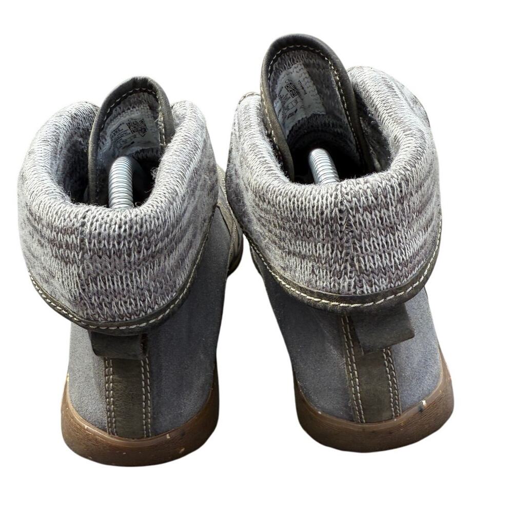 Chaco Women’s Gray Suede Ankle Hiking Boots Size 8M Lace-Up Knit Cuff Outdoor - Picture 4 of 6